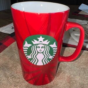 Starbucks 16 oz Bold Red Mug with Green Logo